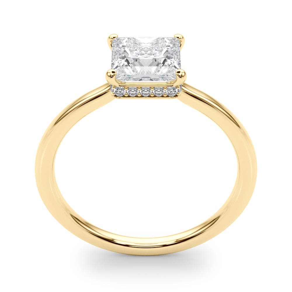 Square & Princess Cut Hidden Halo Engagement Ring, style 51139, Top view in yellow gold