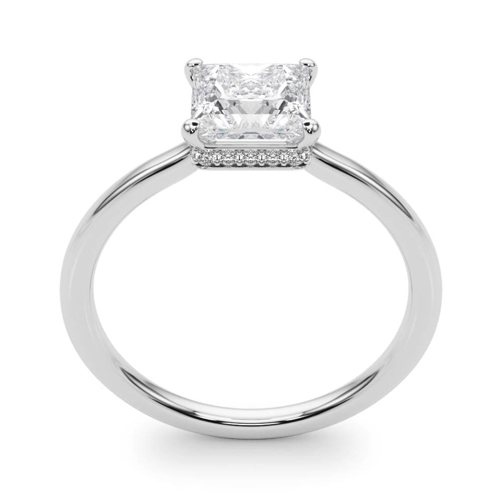 Square & Princess Cut Hidden Halo Engagement Ring, style 51139, Top view in white gold or platinum