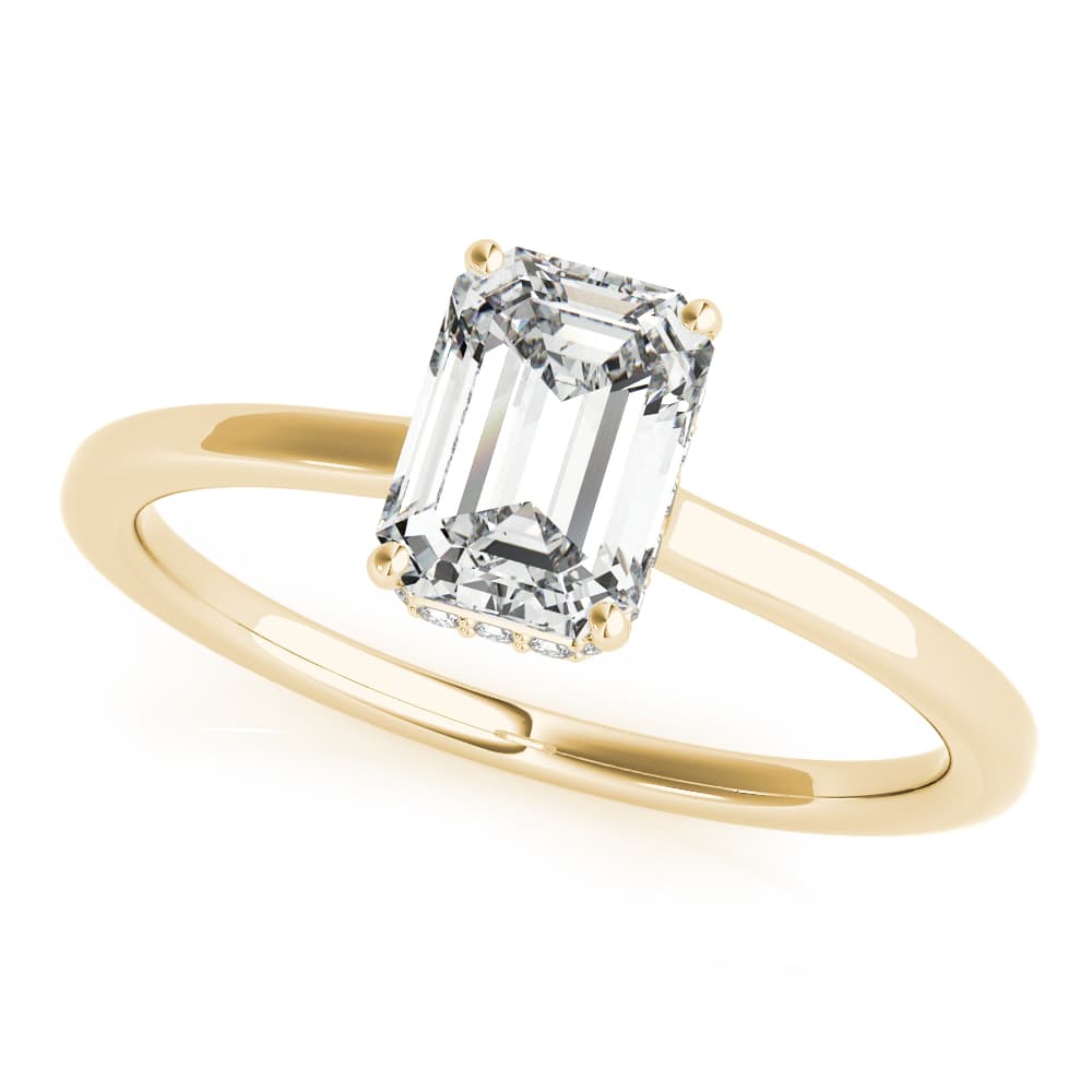 Solitaire Emerald-Cut Engagement Ring, style 51140, Front view in yellow gold