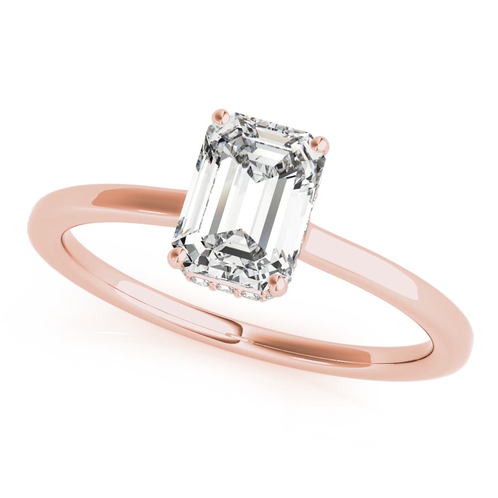 Solitaire Emerald-Cut Engagement Ring, style 51140, Front view in rose gold