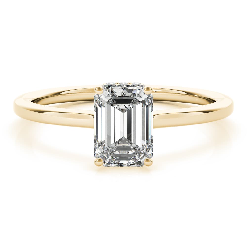 Solitaire Emerald-Cut Engagement Ring, style 51140, Angle view in yellow gold