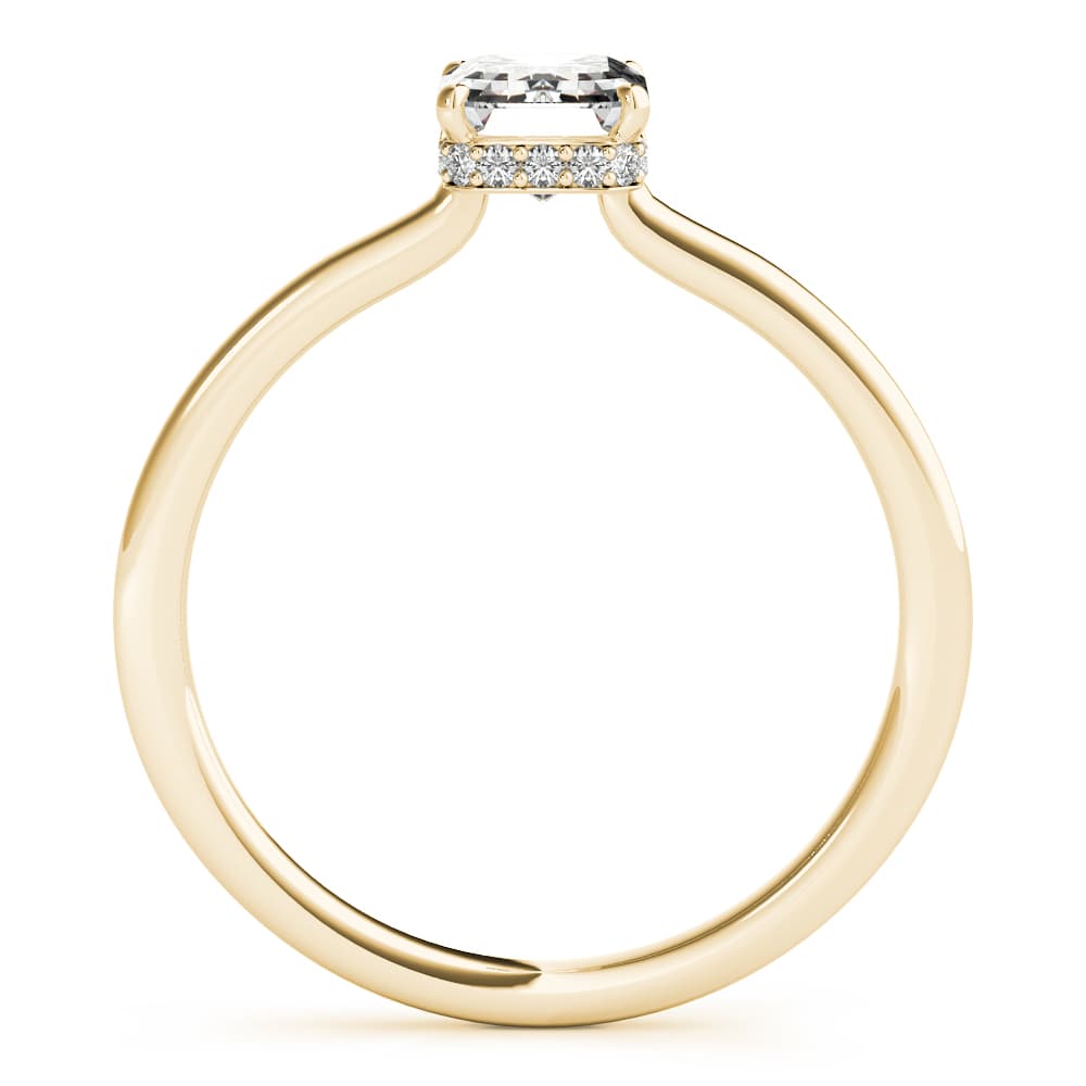 Solitaire Emerald-Cut Engagement Ring, style 51140, Side view in yellow gold