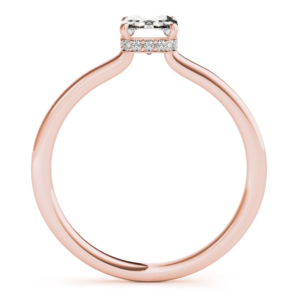 Solitaire Emerald-Cut Engagement Ring, style 51140, Side view in rose gold