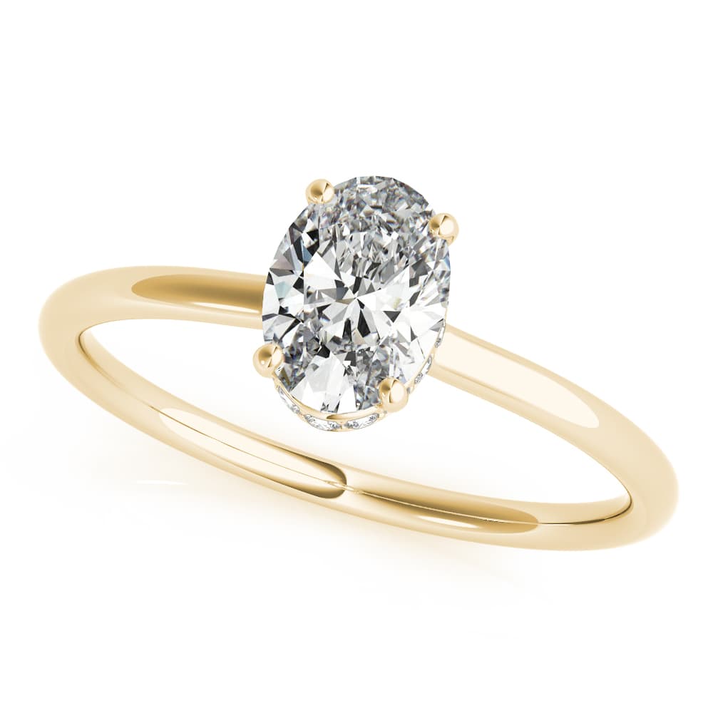 Hidden Halo Oval Engagement Ring, style 51141, Front view in yellow gold