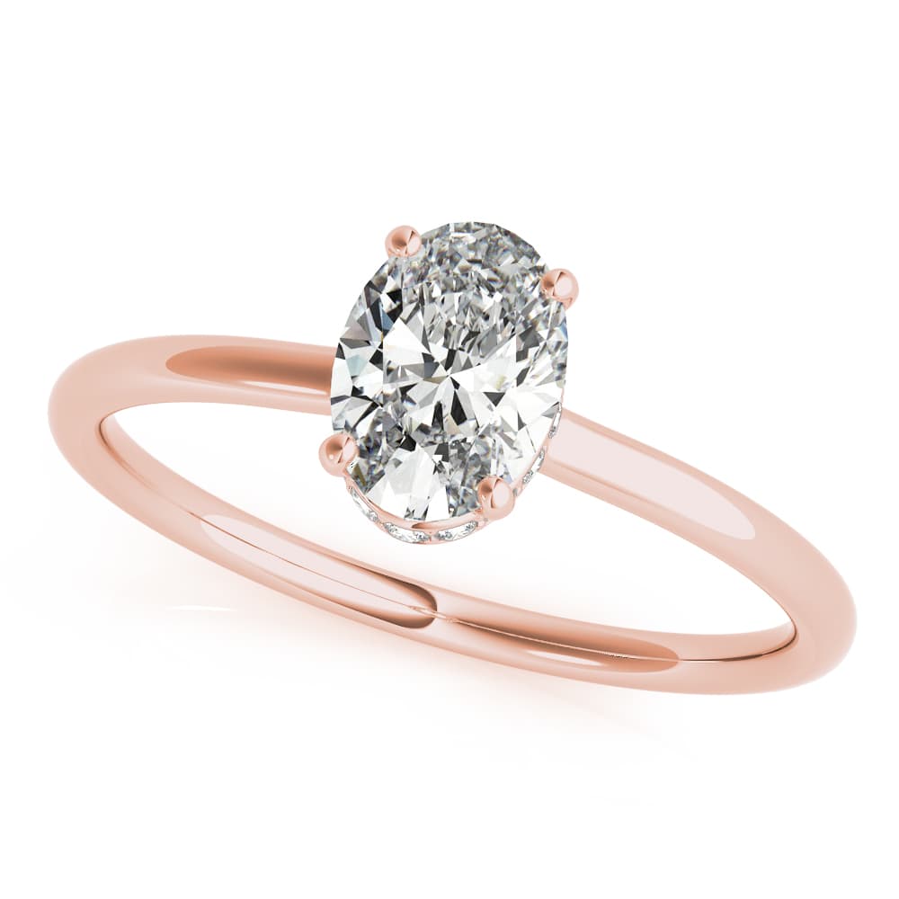 Hidden Halo Oval Engagement Ring, style 51141, Front view in rose gold