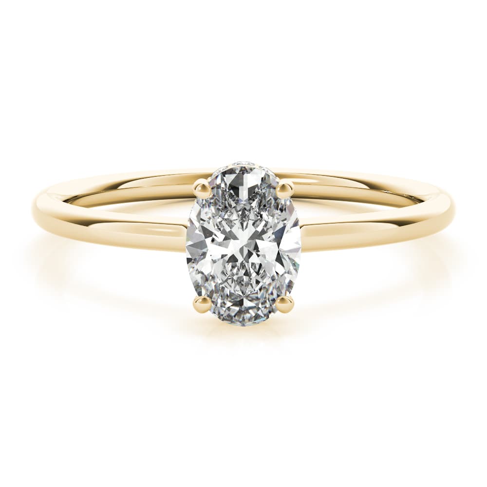 Hidden Halo Oval Engagement Ring, style 51141, Angle view in yellow gold