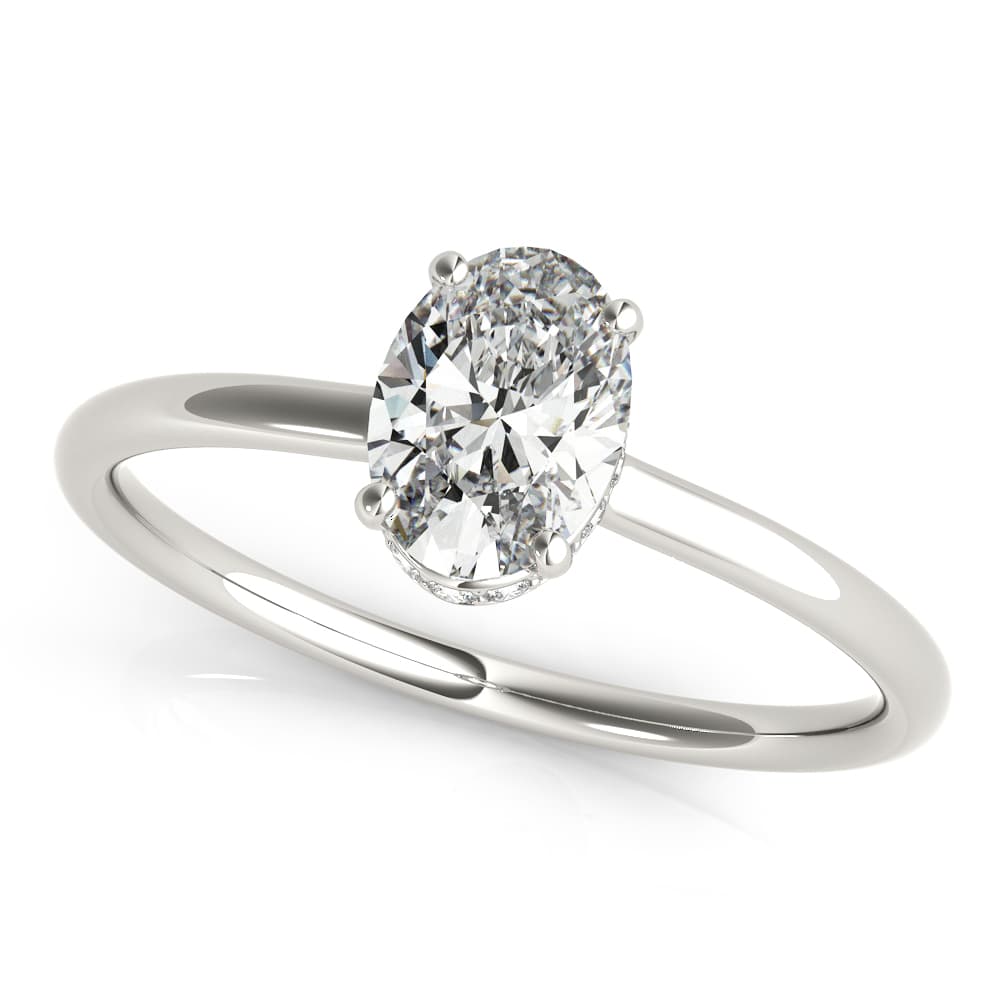 Hidden Halo Oval Engagement Ring — style 51141 in 10k White Gold