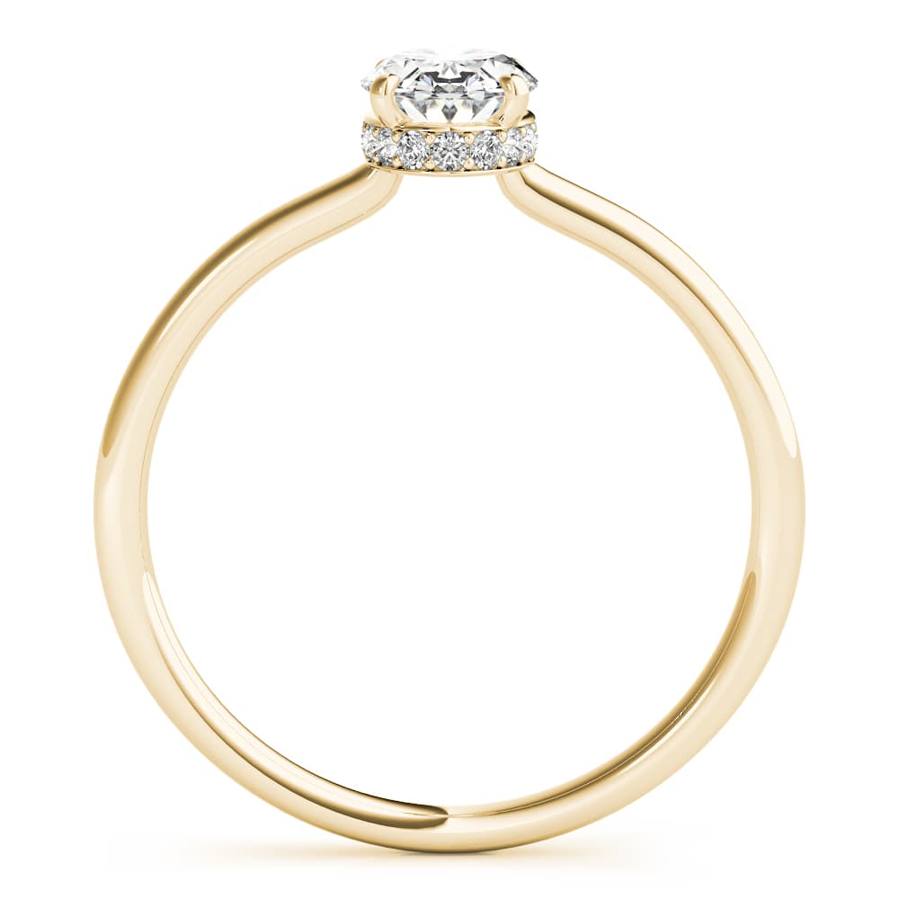 Hidden Halo Oval Engagement Ring, style 51141, Side view in yellow gold