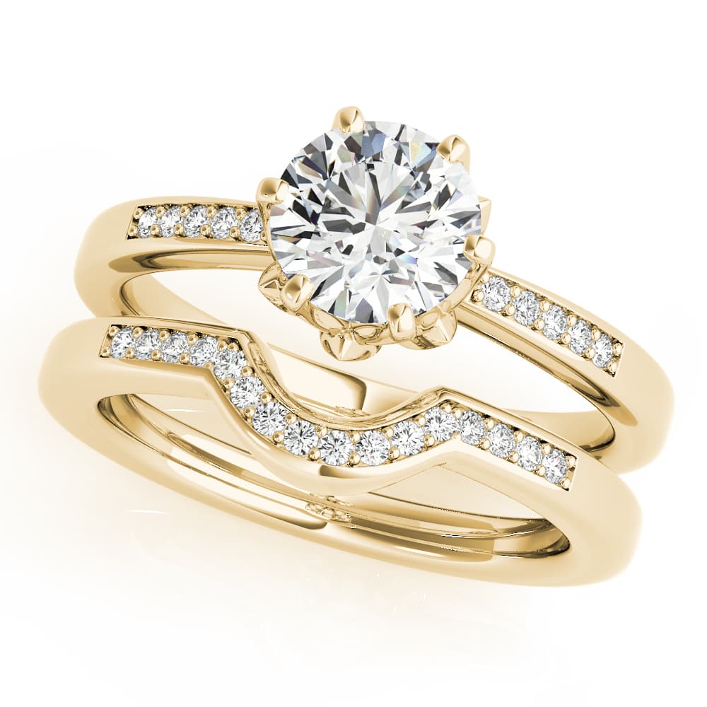 Engagement Ring, style 51142, On hand view in yellow gold
