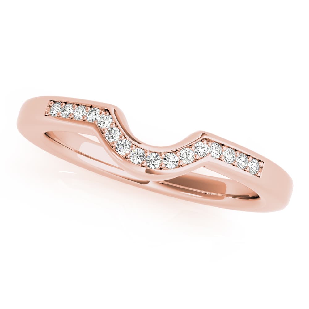 Curved Wedding Band (0.08 ct. tw.), Front view in rose gold