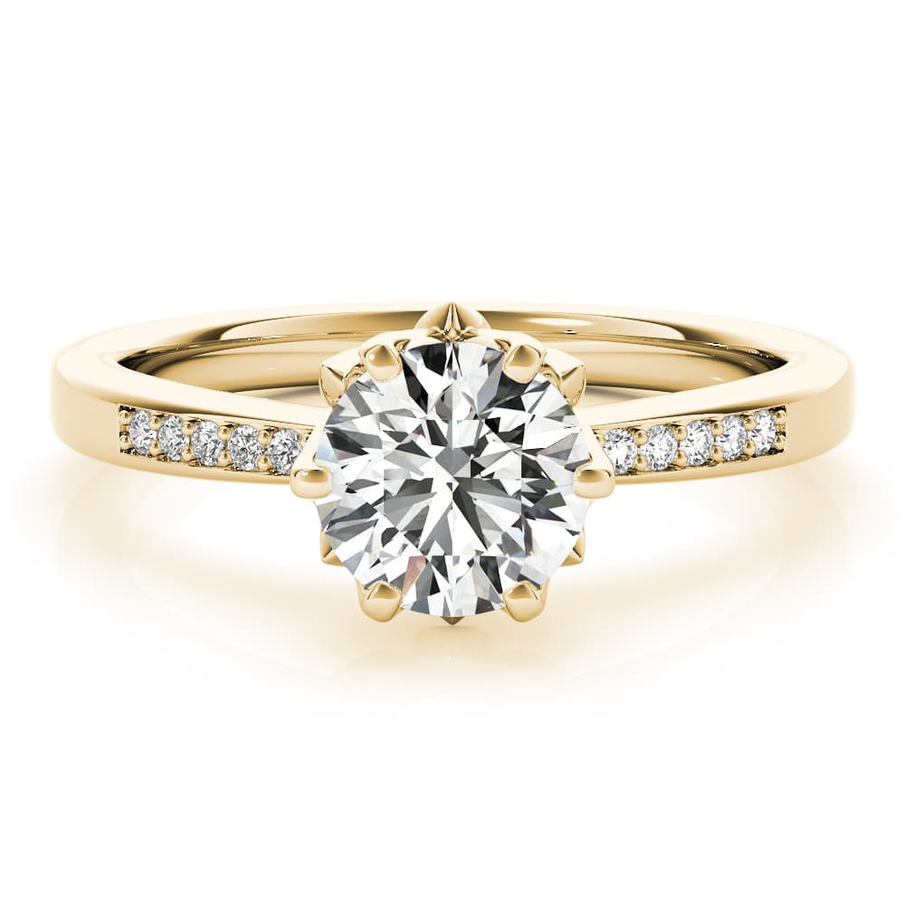 Curved Wedding Band (0.08 ct. tw.), Top view in yellow gold