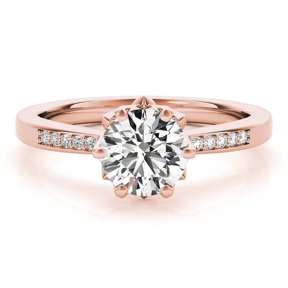 Curved Wedding Band (0.08 ct. tw.), Top view in rose gold