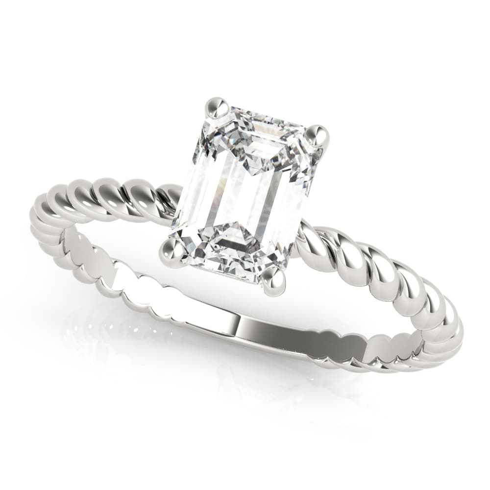 Braided Shank Emerald Cut Engagement Ring — style 51143 in 10k White Gold
