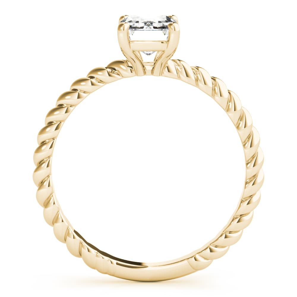 Braided Shank Emerald Cut Engagement Ring, style 51143, Side view in yellow gold