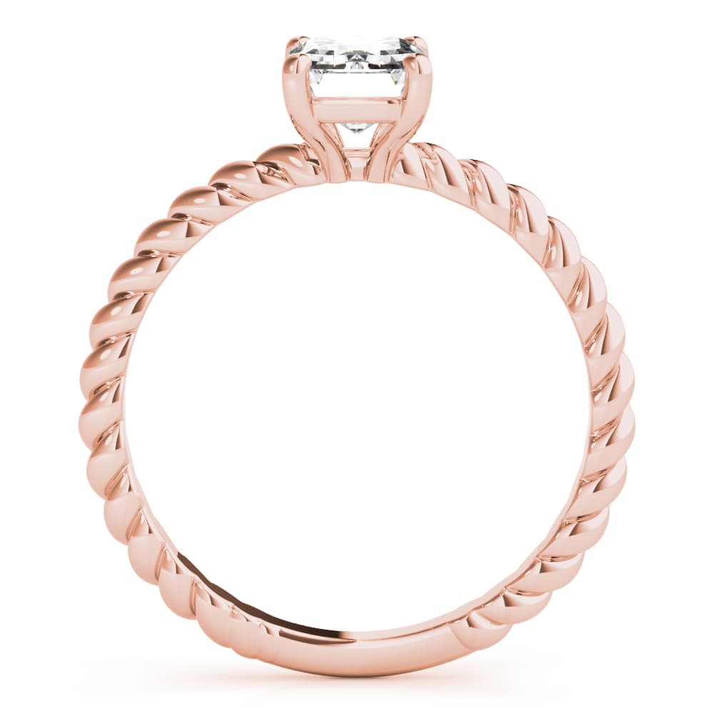Braided Shank Emerald Cut Engagement Ring, style 51143, Side view in rose gold