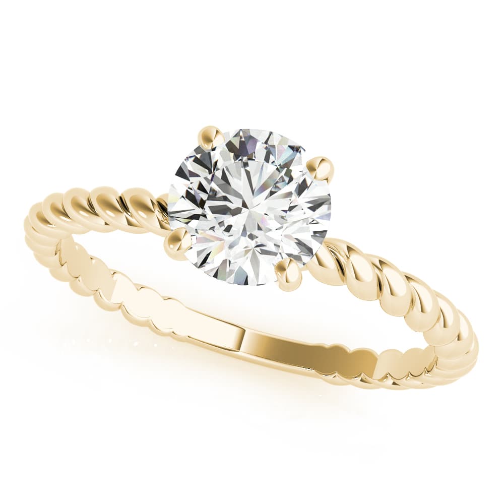 Braided Shank Round Cut Engagement Ring, style 51144, Front view in yellow gold