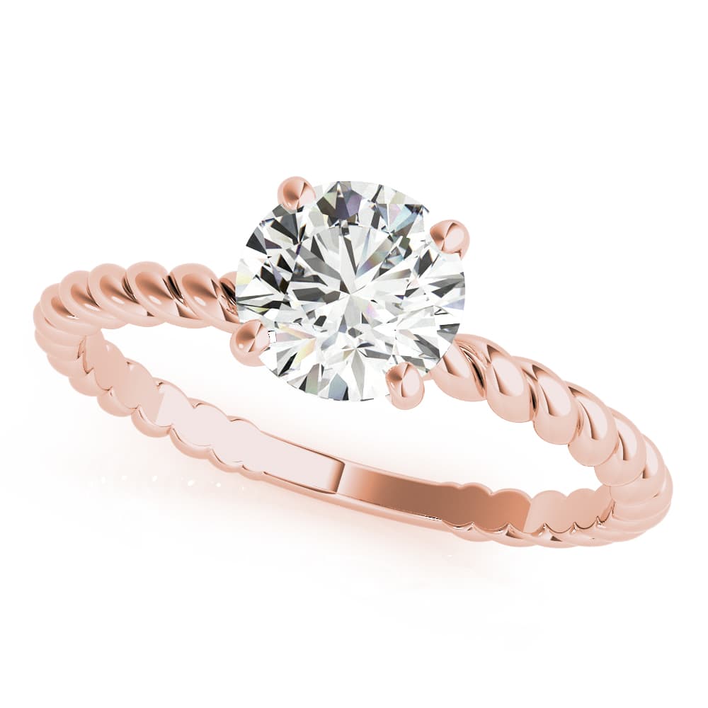 Braided Shank Round Cut Engagement Ring, style 51144, Front view in rose gold