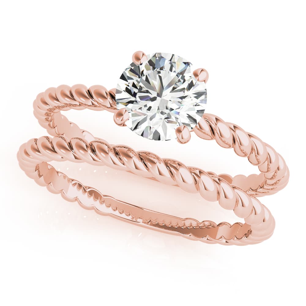 Braided Shank Round Cut Engagement Ring, style 51144, On hand view in rose gold