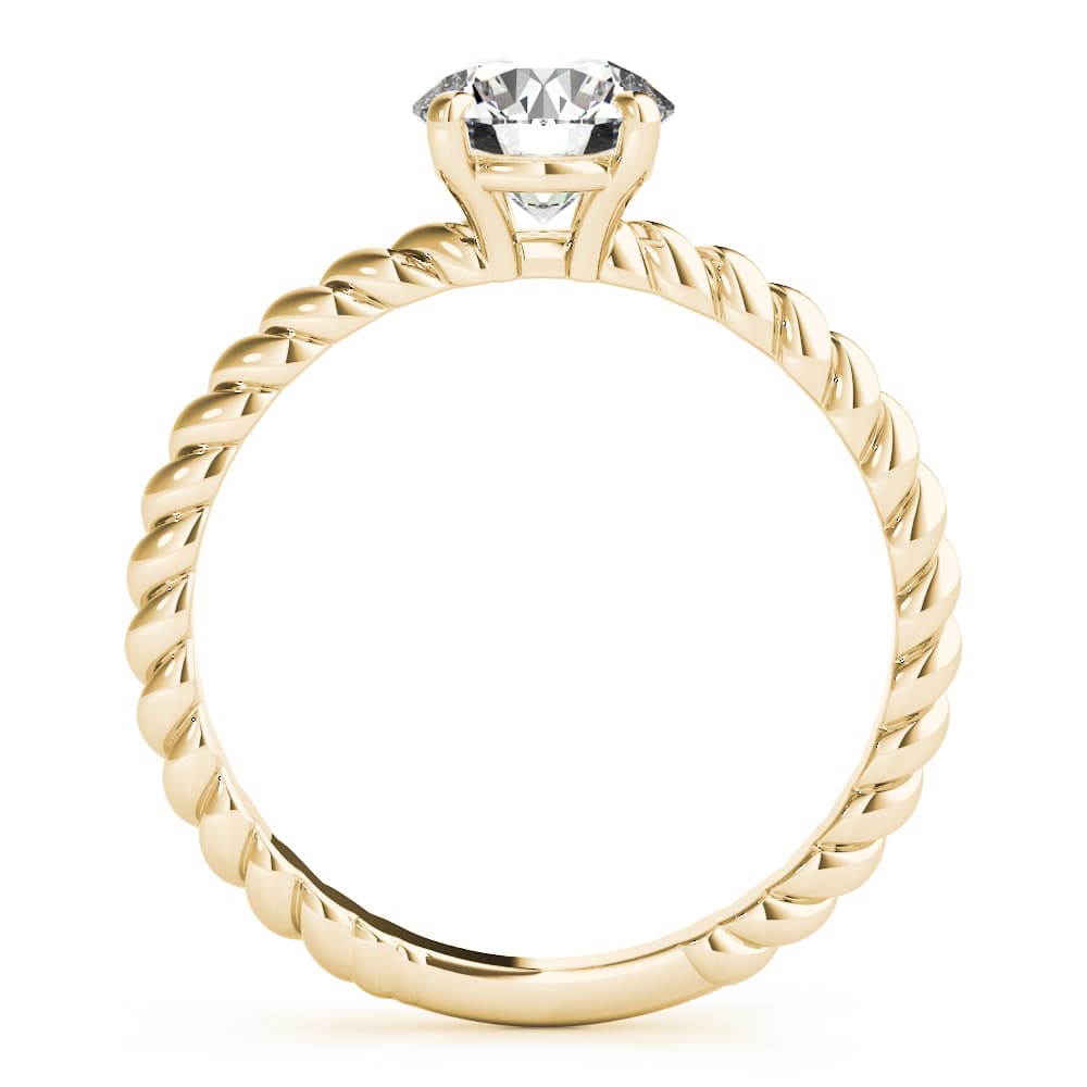 Braided Shank Round Cut Engagement Ring, style 51144, Side view in yellow gold