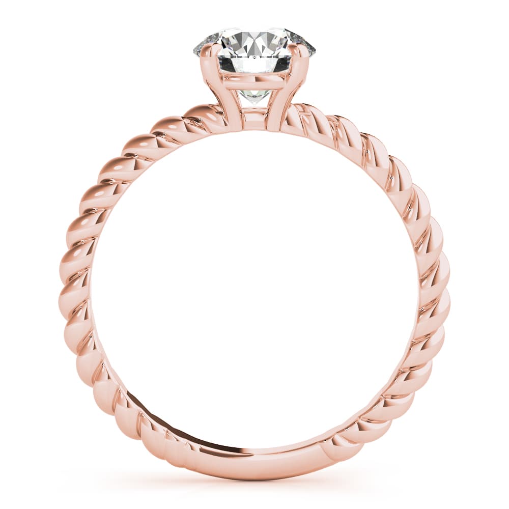 Braided Shank Round Cut Engagement Ring, style 51144, Side view in rose gold
