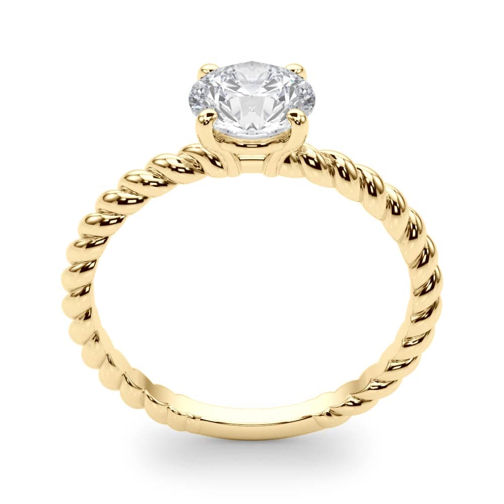Braided Shank Round Cut Engagement Ring, style 51144, Top view in yellow gold