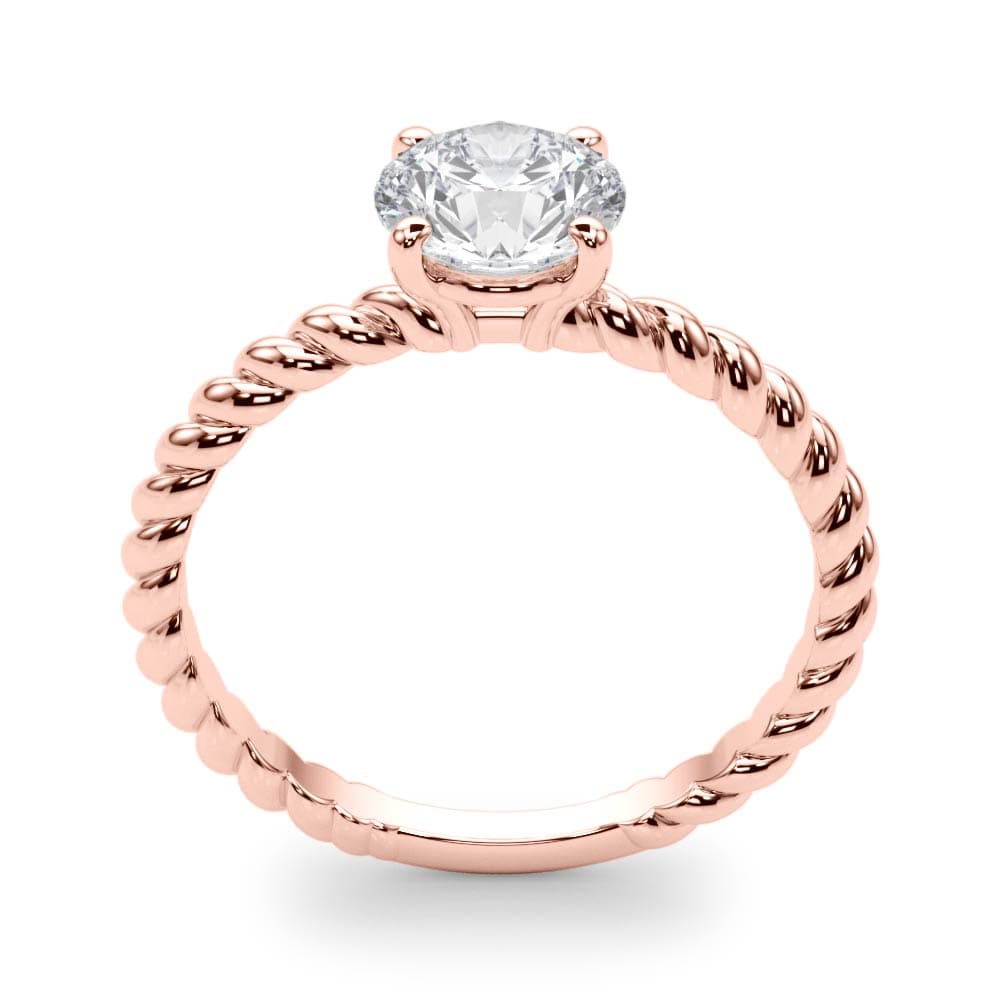 Braided Shank Round Cut Engagement Ring, style 51144, Top view in rose gold