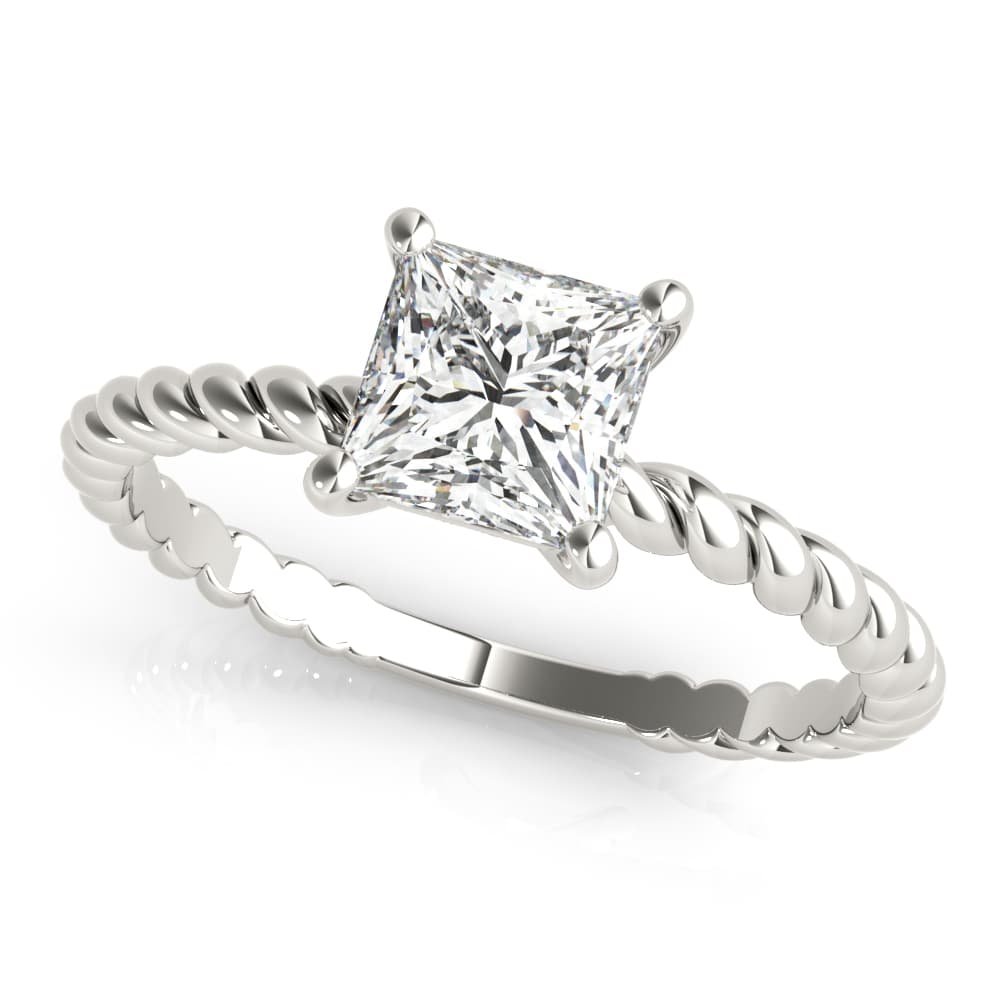 Braided Shank Princess Cut Engagement Ring — style 51145 in 10k White Gold