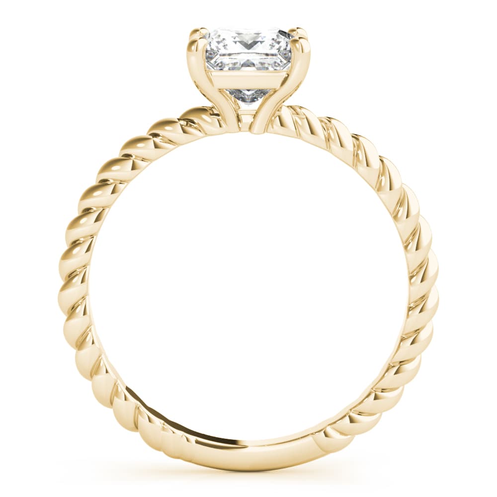Braided Shank Princess Cut Engagement Ring, style 51145, Side view in yellow gold