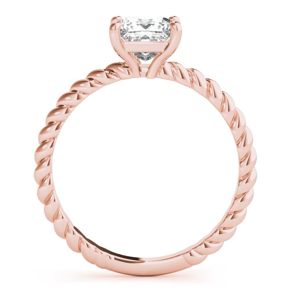 Braided Shank Princess Cut Engagement Ring, style 51145, Side view in rose gold