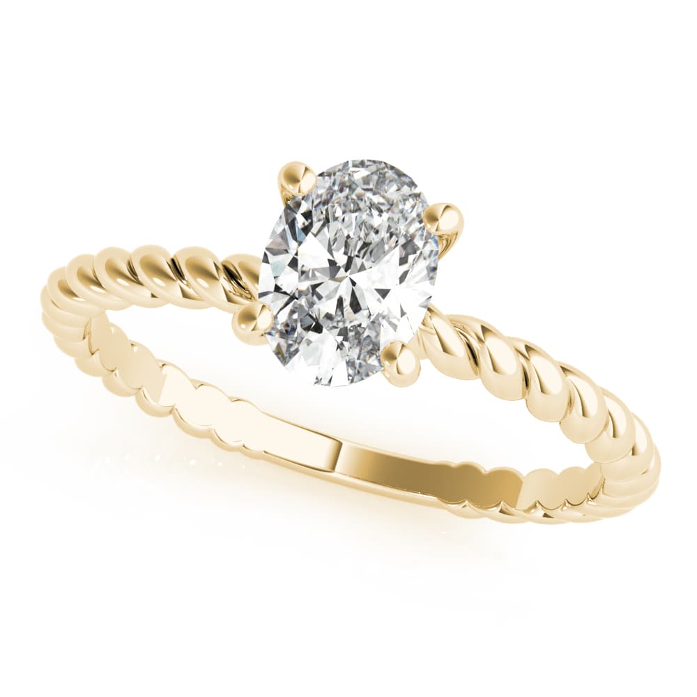 Braided Shank Oval Engagement Ring, style 51146, Front view in yellow gold