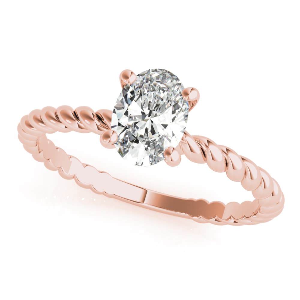 Braided Shank Oval Engagement Ring, style 51146, Front view in rose gold