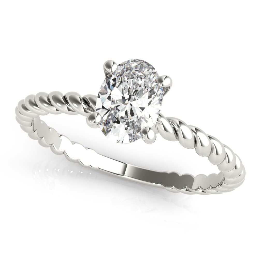 Braided Shank Oval Shape Engagement Ring — style 51146 in 10k White Gold