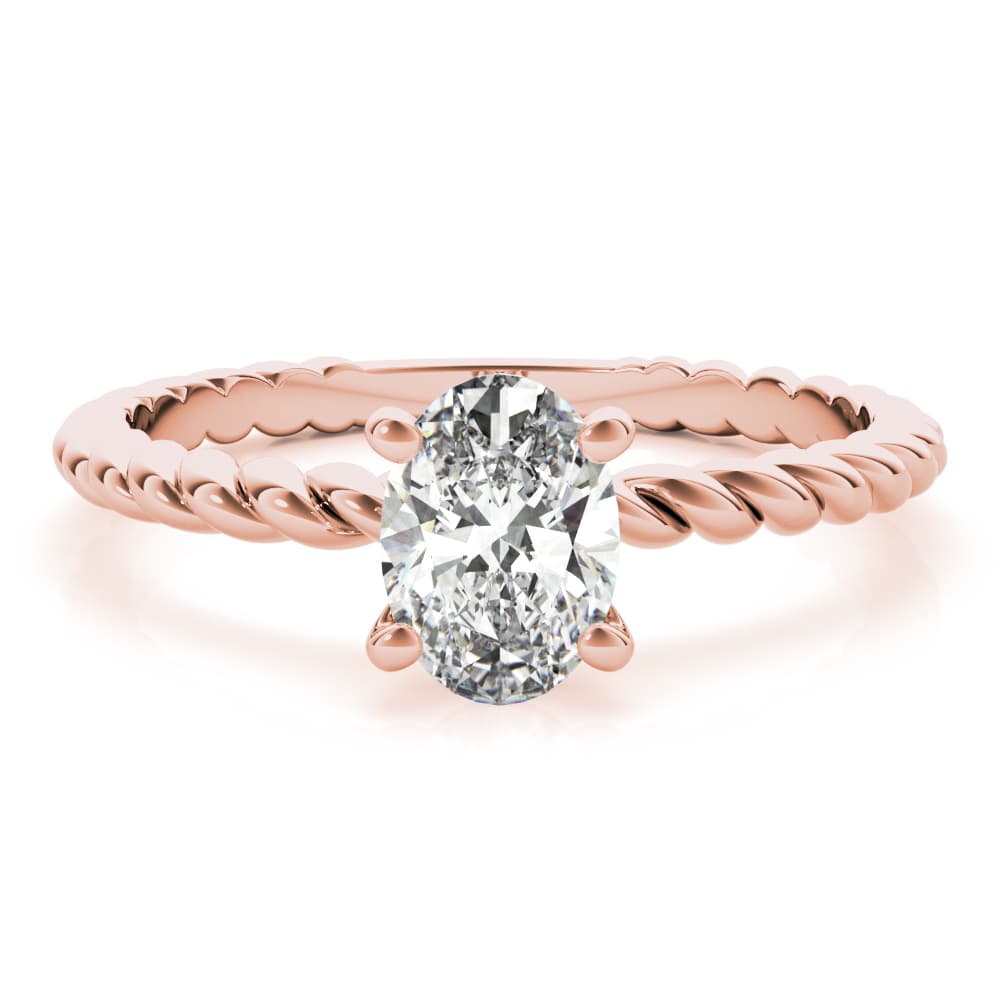 Braided Shank Oval Engagement Ring, style 51146, On hand view in rose gold