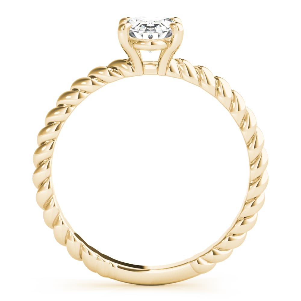 Braided Shank Oval Engagement Ring, style 51146, Side view in yellow gold