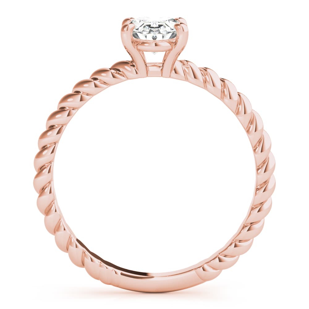 Braided Shank Oval Engagement Ring, style 51146, Side view in rose gold