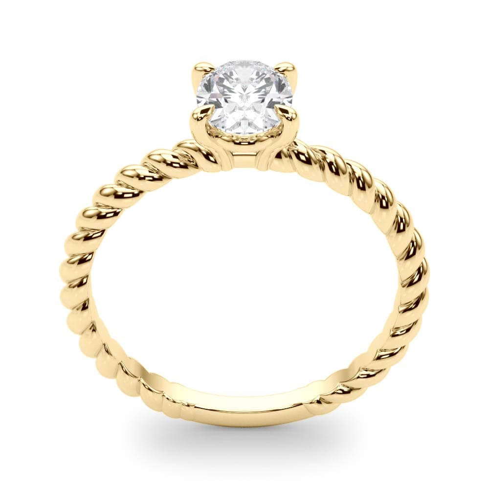 Braided Shank Oval Engagement Ring, style 51146, Top view in yellow gold