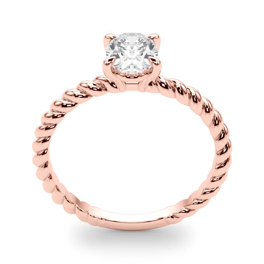 Braided Shank Oval Engagement Ring, style 51146, Top view in rose gold