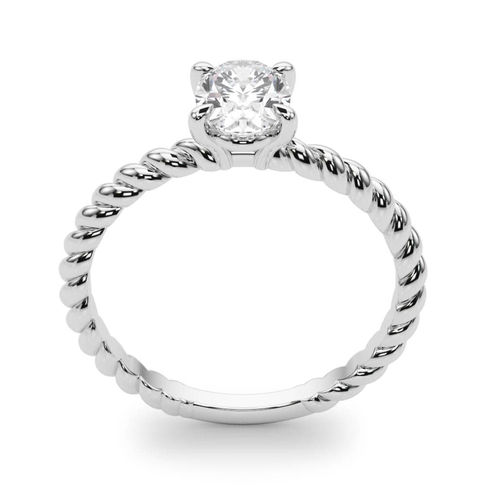 Braided Shank Oval Engagement Ring, style 51146, Top view in white gold or platinum