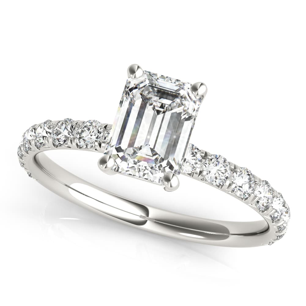 Emerald Cut Split Prong Engagement Ring — style 51149 in 10k White Gold