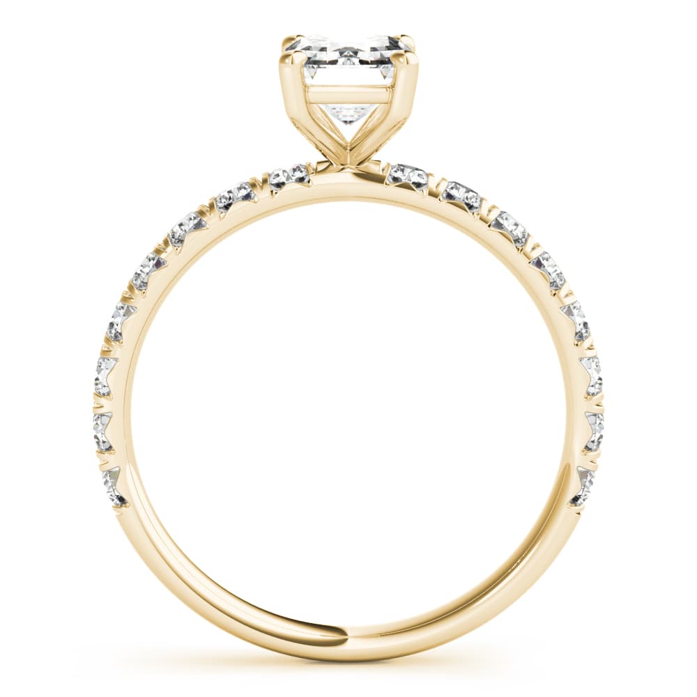 Emerald Cut Split Prong Engagement Ring, style 51149, Side view in yellow gold