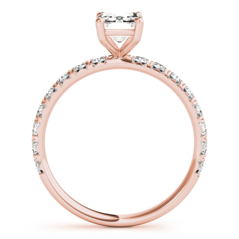 Emerald Cut Split Prong Engagement Ring, style 51149, Side view in rose gold