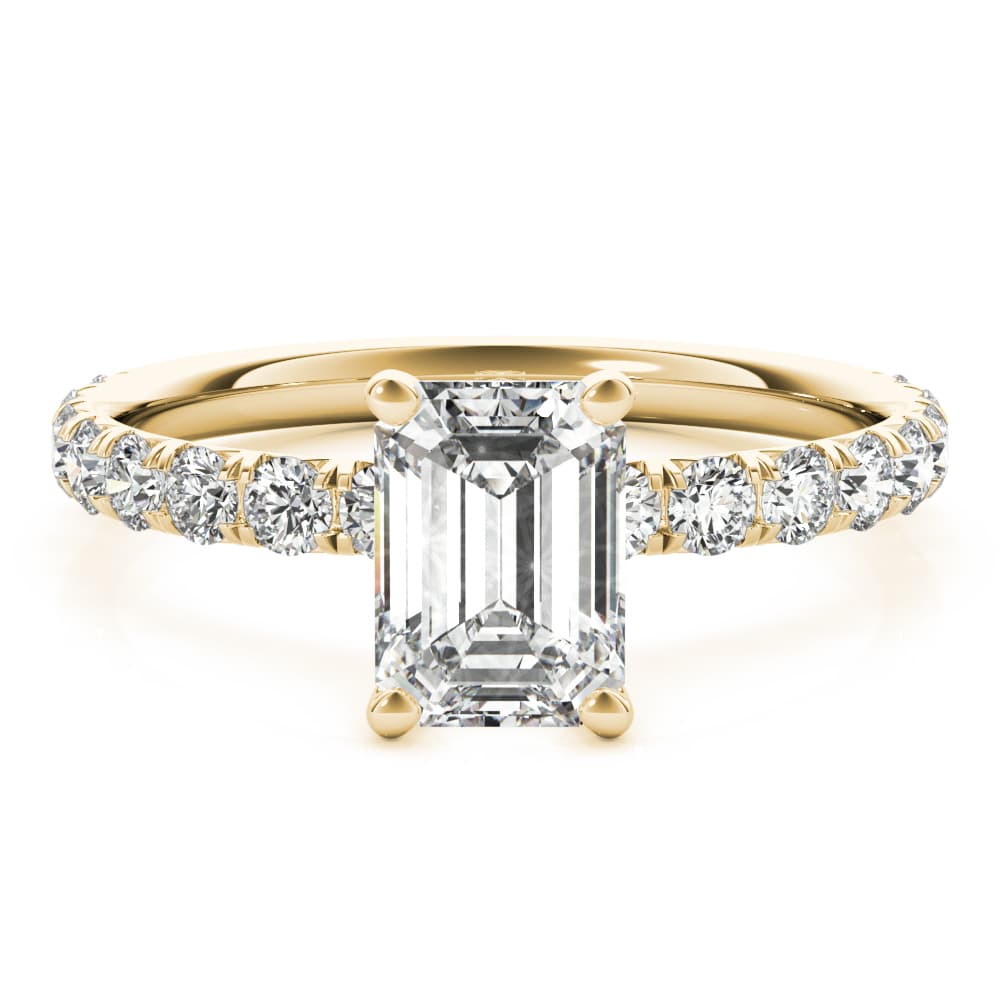 Emerald Cut Split Prong Engagement Ring, style 51149, Top view in yellow gold