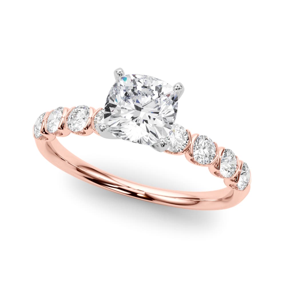 Single Row Half Bezel Engagement Ring, style 51150, Front view in rose gold