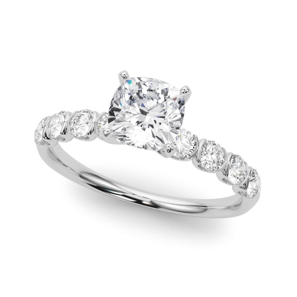 Single Row Half Bezel Engagement Ring — style 51150 in 10k White Gold