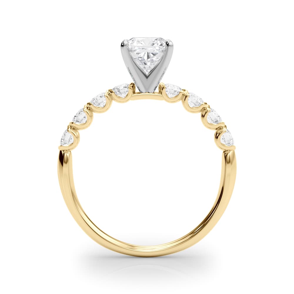 Single Row Half Bezel Engagement Ring, style 51150, Side view in yellow gold