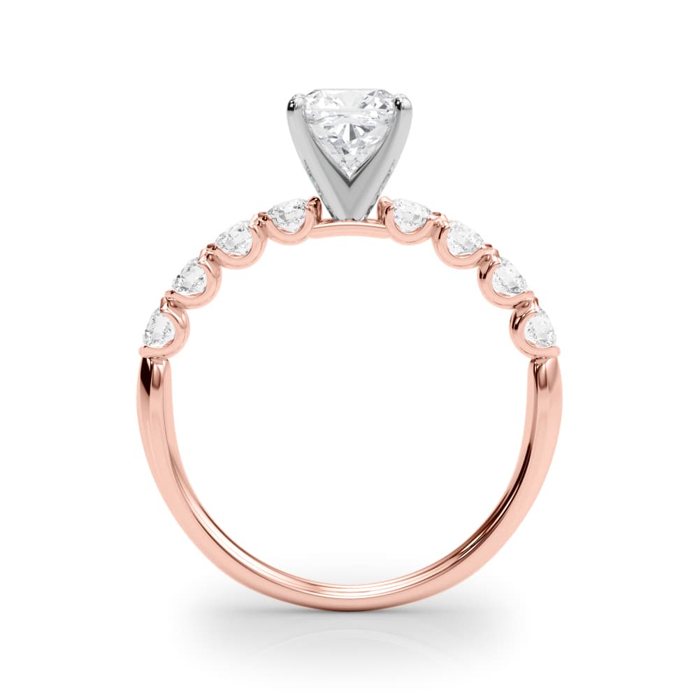 Single Row Half Bezel Engagement Ring, style 51150, Side view in rose gold