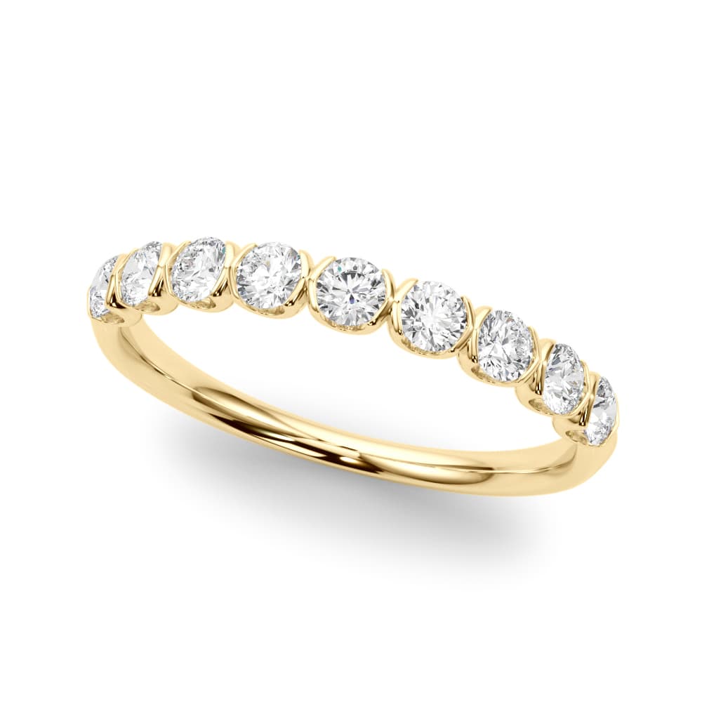 Bar Set Wedding Band (0.54 ct. tw.), Front view in yellow gold