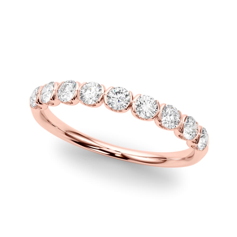 Bar Set Wedding Band (0.54 ct. tw.), Front view in rose gold