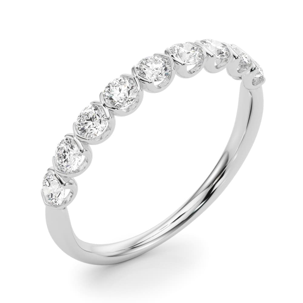 Bar Set Wedding Band (0.54 ct. tw.), Angle view in white gold or platinum