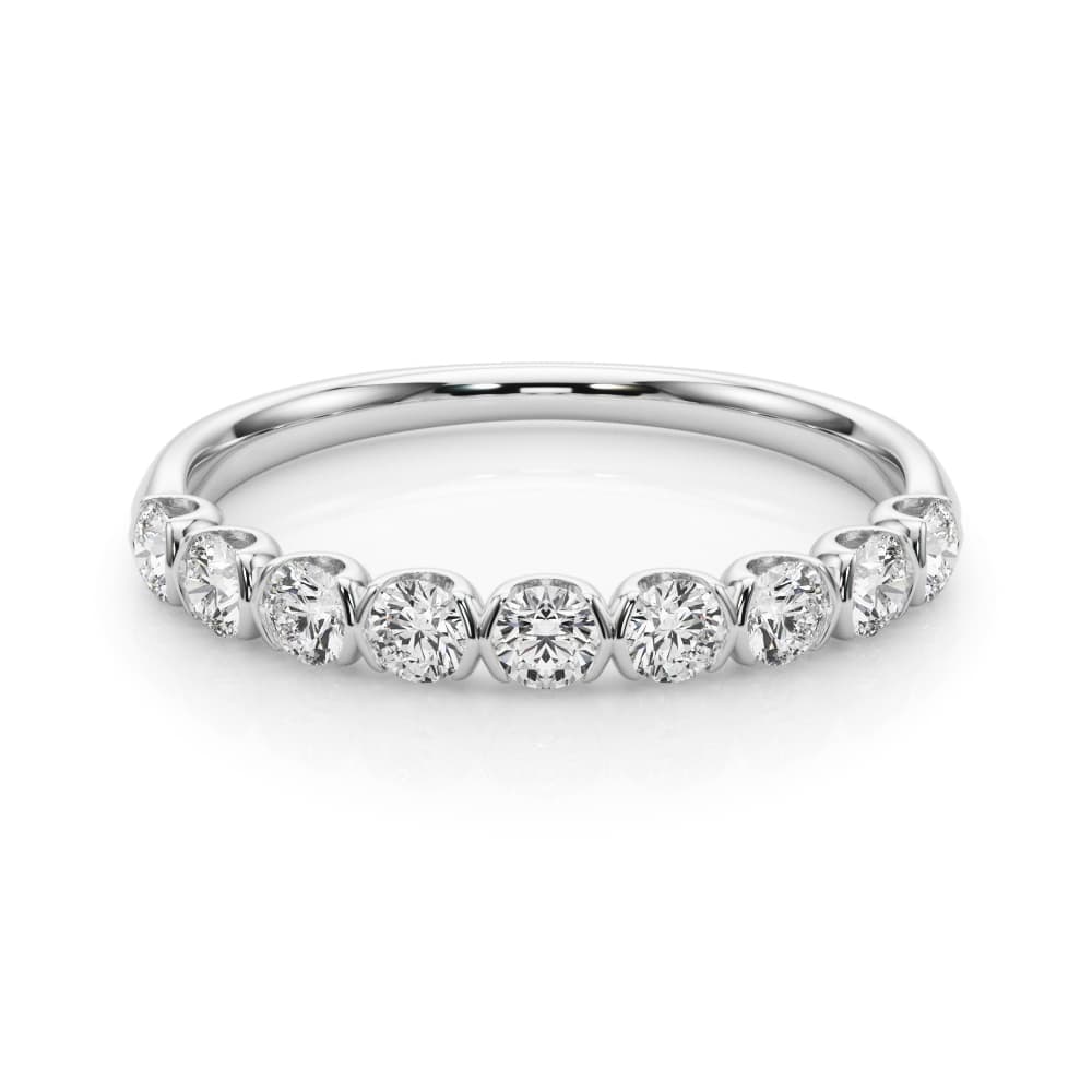 Bar Set Wedding Band (0.54 ct. tw.), On hand view in white gold or platinum